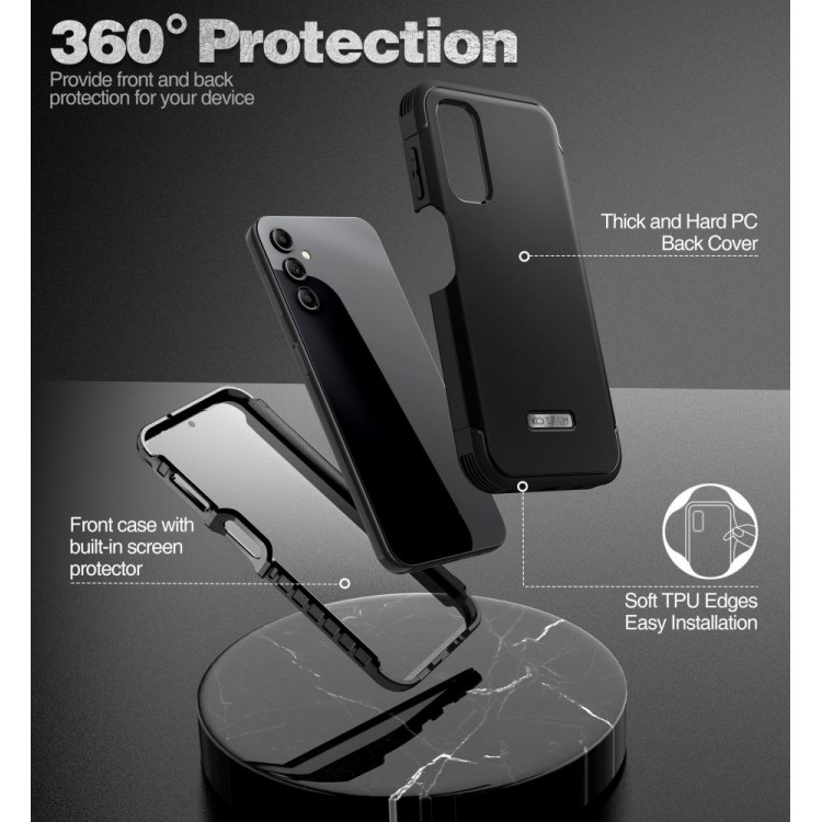 Θήκη TECH PROTECT KEVLAR με Προστασία οθόνης για Samsung Galaxy A14 4G / 5G 2023 - ΜΑΥΡΟ
