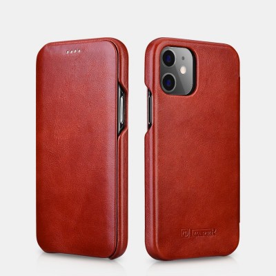 Θήκη ICARER FOLIO Δερμάτινη Curved Edge VINTAGE για Apple iPhone 12 MINI 5.4 - ΚΟΚΚΙΝΟ - RIX1203-RD