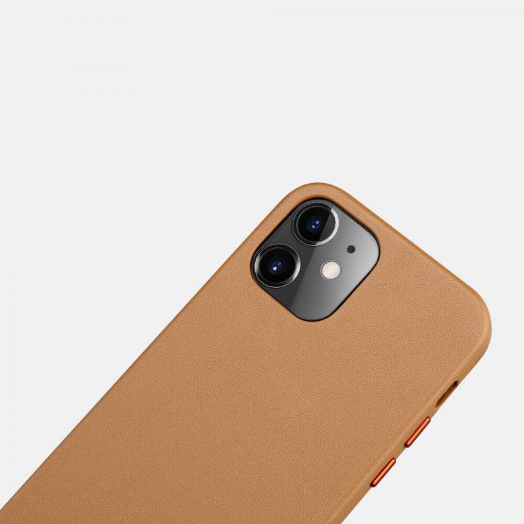 Θήκη ICARER Δερμάτινη Vintage για Apple iPhone 12 / 12 PRO 6.1 - ENGLISH TAN ΚΑΦΕ - RIX1206-BN