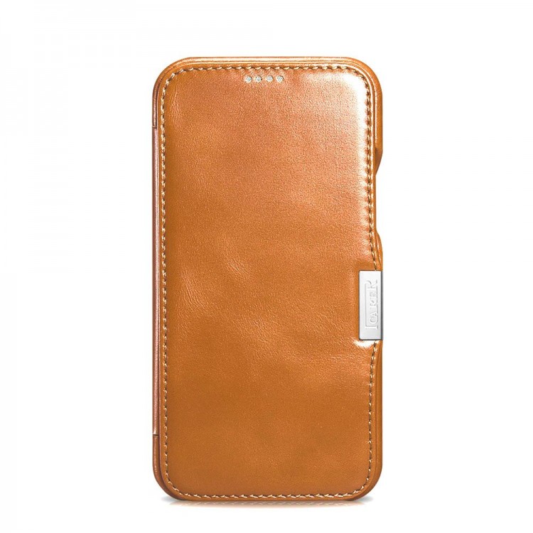 Θήκη ICARER FOLIO Δερμάτινη VINTAGE για Apple iPhone 12 PRO MAX 6.7 - ΚΑΦΕ XAKI - RIX1211