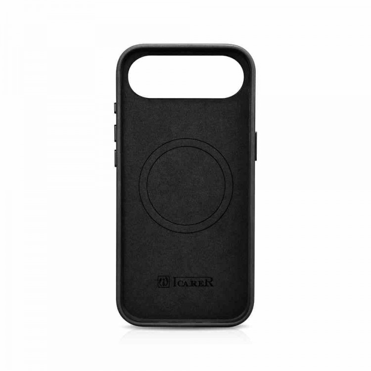 Θήκη ICARER Δερμάτινη Magsafe με πλήκτρο κάμερας για Apple iPhone 17 AIR 6.6 5G 2025 - RETRO ΜΑΥΡΟ - KJIP17250704