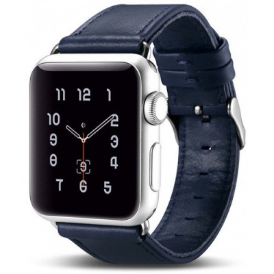 iCarer Γνήσιο Δερμάτινο Watchband λουράκι για Apple Watch 4/5/6/7/SE/8/9 - 40/41mm - ΣΚΟΥΡΟ ΜΠΛΕ - ICR262