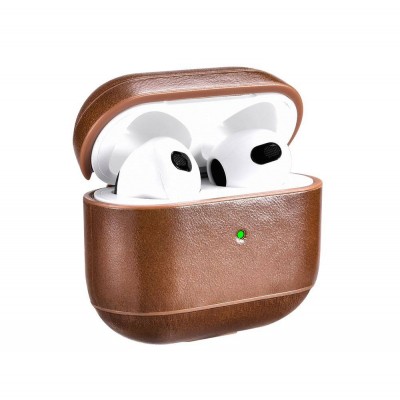 Case iCarer Leather for Apple AirPods 3 - BROWN - IAP-056-BRW