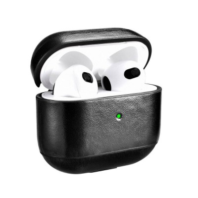 Case iCarer Leather for Apple AirPods 3 - Black - IAP-056-BK