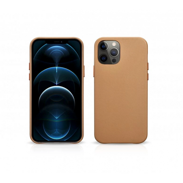 Θήκη ICARER Δερμάτινη Vintage για Apple iPhone 12 / 12 PRO 6.1 - ENGLISH TAN ΚΑΦΕ - RIX1206-BN
