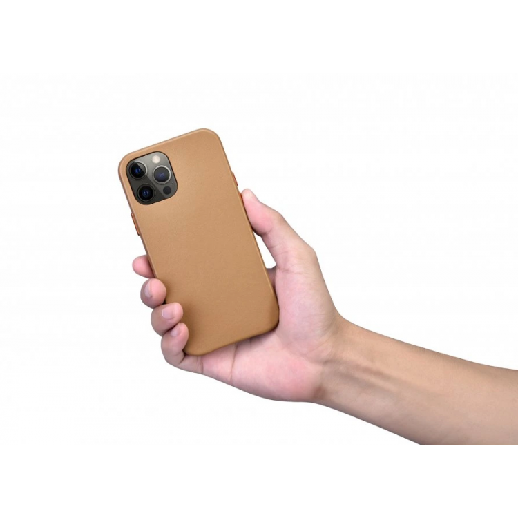 Θήκη ICARER Δερμάτινη Vintage για Apple iPhone 12 / 12 PRO 6.1 - ENGLISH TAN ΚΑΦΕ - RIX1206-BN