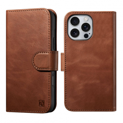Θήκη ICARER FOLIO Δερμάτινη Leather Magsafe 2in1 Wallet με RFID για Apple iPhone 16 Pro 6.3 5G 2024 - ΚΑΦΕ - WMI16240720