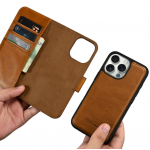 Θήκη ICARER FOLIO Δερμάτινη Leather Magsafe 2in1 Wallet με RFID για Apple iPhone 16 Pro 6.3 5G 2024 - ΚΑΦΕ - WMI16240720