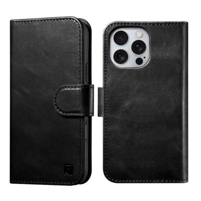 Θήκη ICARER FOLIO Δερμάτινη Leather Magsafe 2in1 Wallet με RFID για Apple iPhone 16 Pro Max 6.9 5G 2024 - ΜΑΥΡΟ - WMI16240722