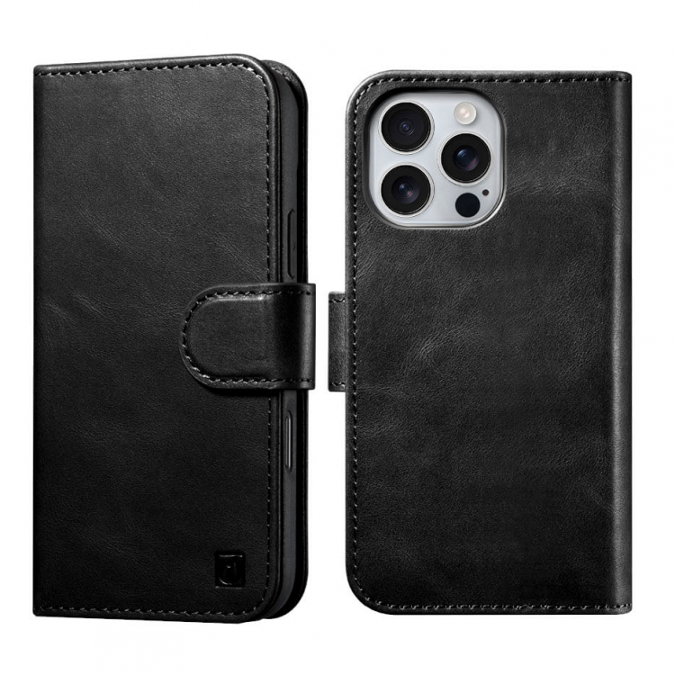 Θήκη ICARER FOLIO Δερμάτινη Leather Magsafe 2in1 Wallet με RFID για Apple iPhone 16 Pro Max 6.9 5G 2024 - ΜΑΥΡΟ - WMI16240722