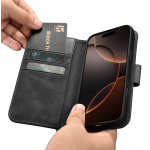 Θήκη ICARER FOLIO Δερμάτινη Leather Magsafe 2in1 Wallet με RFID για Apple iPhone 16 Pro Max 6.9 5G 2024 - ΜΑΥΡΟ - WMI16240722