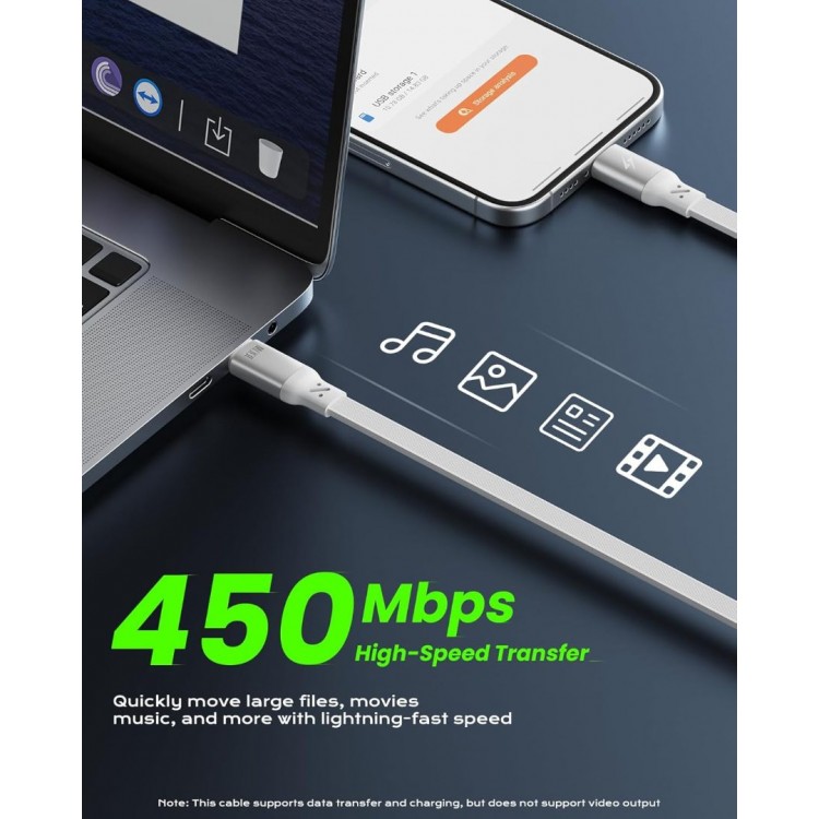 iOttie 100W Retractable καλώδιο USB-C με γρήγορη φόρτιση/μεταφορά δεδομένων, 2 τεμ. - ΛΕΥΚΟ - IOTACC610