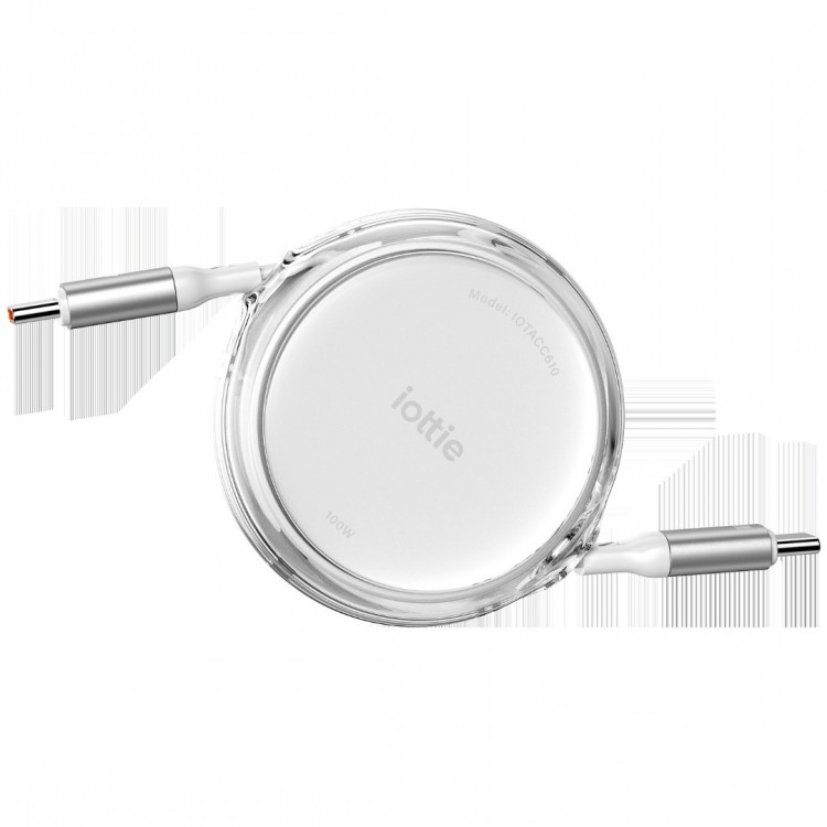 iOttie 100W Retractable καλώδιο USB-C με γρήγορη φόρτιση/μεταφορά δεδομένων, 2 τεμ. - ΛΕΥΚΟ - IOTACC610