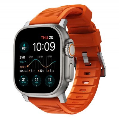NOMAD Sport Rugged Strap Αδιάβροχο σιλικόνης για Apple Watch 1,2,3,4,5,6,SE,7,8,9 Ultra series - 42mm-44mm-45mm-49mm - ΠΟΡΤΟΚΑΛΙ ΑΣΗΜΙ - NM01287285