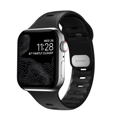 NOMAD Sport Slim λουράκι M/L FKM Αδιάβροχο σιλικόνης για Apple Watch Ultra (49mm) 8/7 (45mm)/6/SE/5/4 (44mm)/3/2/1 (42mm) - ΜΑΥΡΟ - NM01143185