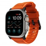 NOMAD Sport Rugged Strap Αδιάβροχο σιλικόνης για Apple Watch 1,2,3,4,5,6,SE,7,8,Ultra series - 42mm-44mm-45mm-49mm - ΠΟΡΤΟΚΑΛΙ ΜΑΥΡΟ - NM01217985