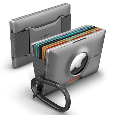 Spigen SGP RFID Wallet S πορτοφόλι κλιπ καρτών με μπρελόκ για Apple AirTag - ΓΡΑΦΙΤΗΣ - AHP04276