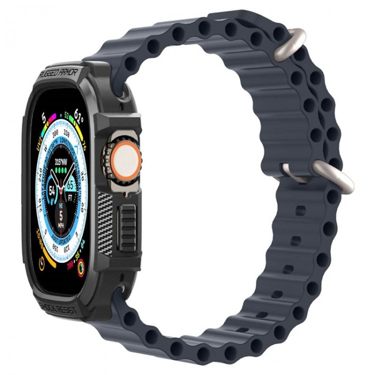 θήκη Spigen SGP Rugged Armor για Apple Watch Ultra 49mm 1/2 - ΜΑΥΡΟ - ACS05456