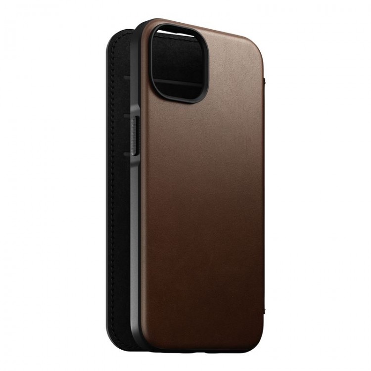 NOMAD θήκη Πορτοφόλι δερμάτινη Folio Rugged rustic MagSafe για Apple iPhone 14 6.1 2022 - ΚΑΦΕ - NM01247685