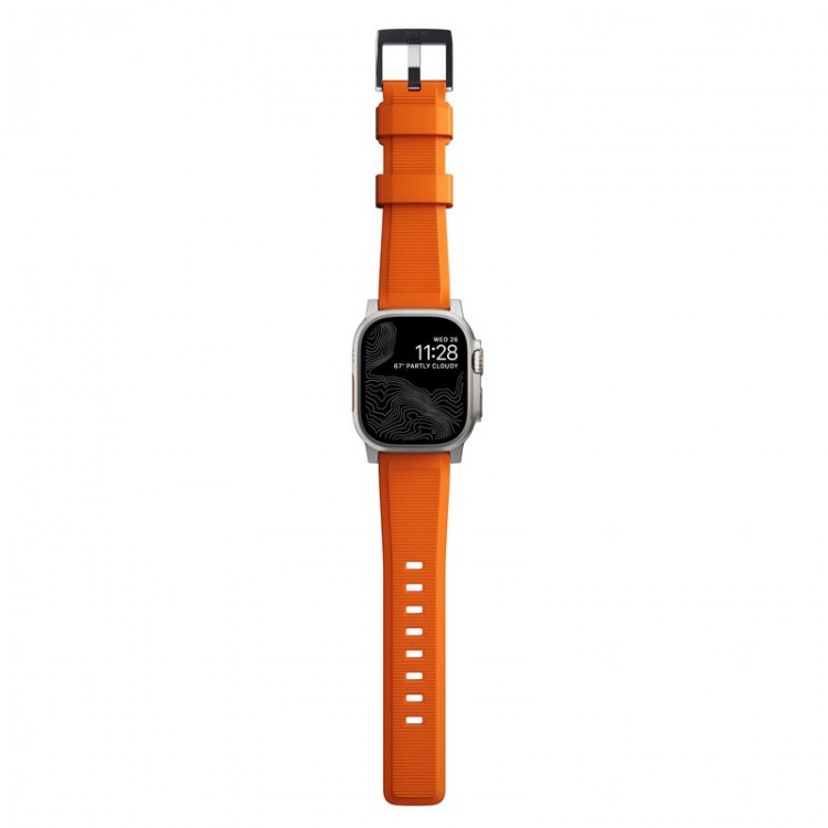 NOMAD Sport Rugged Strap Αδιάβροχο σιλικόνης για Apple Watch 1,2,3,4,5,6,SE,7,8,9 Ultra series - 42mm-44mm-45mm-49mm - ΠΟΡΤΟΚΑΛΙ ΑΣΗΜΙ - NM01287285