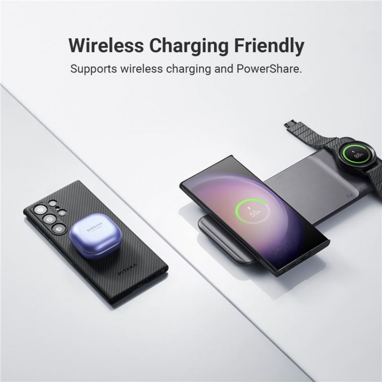 Θήκη Pitaka MagSafe ARAMID CARBON MagEZ 3 για Samsung Galaxy S23 Ultra - ΜΑΥΡΟ ΓΚΡΙ - KS2301U