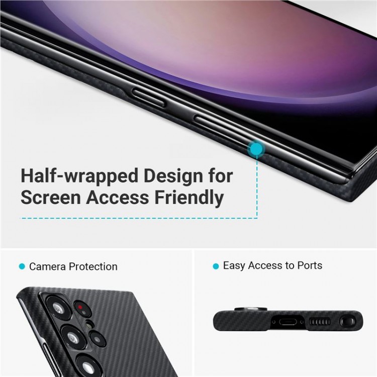 Θήκη Pitaka MagSafe ARAMID CARBON MagEZ 3 για Samsung Galaxy S23 Ultra - ΜΑΥΡΟ ΓΚΡΙ - KS2301U