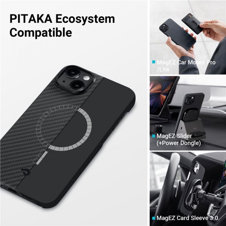 Θήκη Pitaka MagEZ 3 1500D για Apple iPhone 14 6.1 - ΜΑΥΡΟ ΓΚΡΙ - KI1401