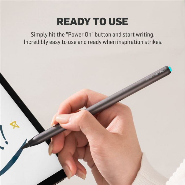 Adonit Neo Pro Μαγνητικό Στυλό με ασύρματη φόρτιση - ΓΚΡΙ - AD-ADNEOPG