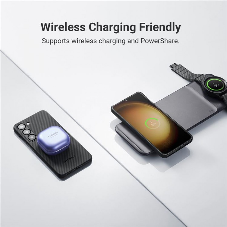 Θήκη Pitaka MagSafe ARAMID CARBON MagEZ 4 για Samsung Galaxy S24 2024 - ΜΑΥΡΟ ΓΚΡΙ - KS2401