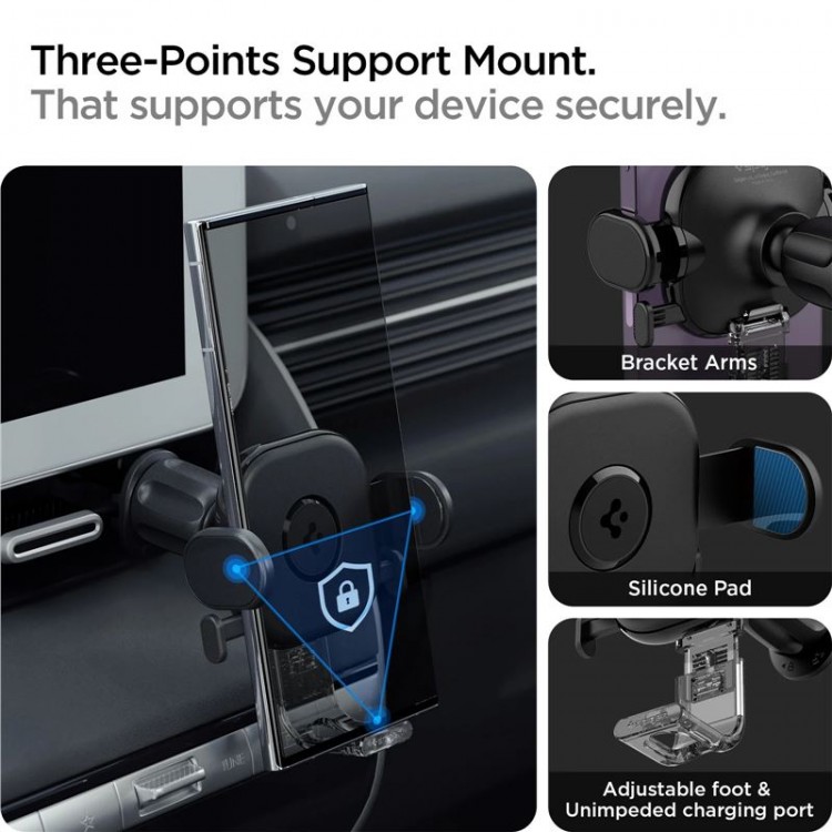 Spigen SGP OneTap AirVent Universal Βάση αυτοκινήτου με λειτουργία φόρτισης Qi 15W για Smartphones AirVent UTS12W - ACP01279 - ΜΑΥΡΟ