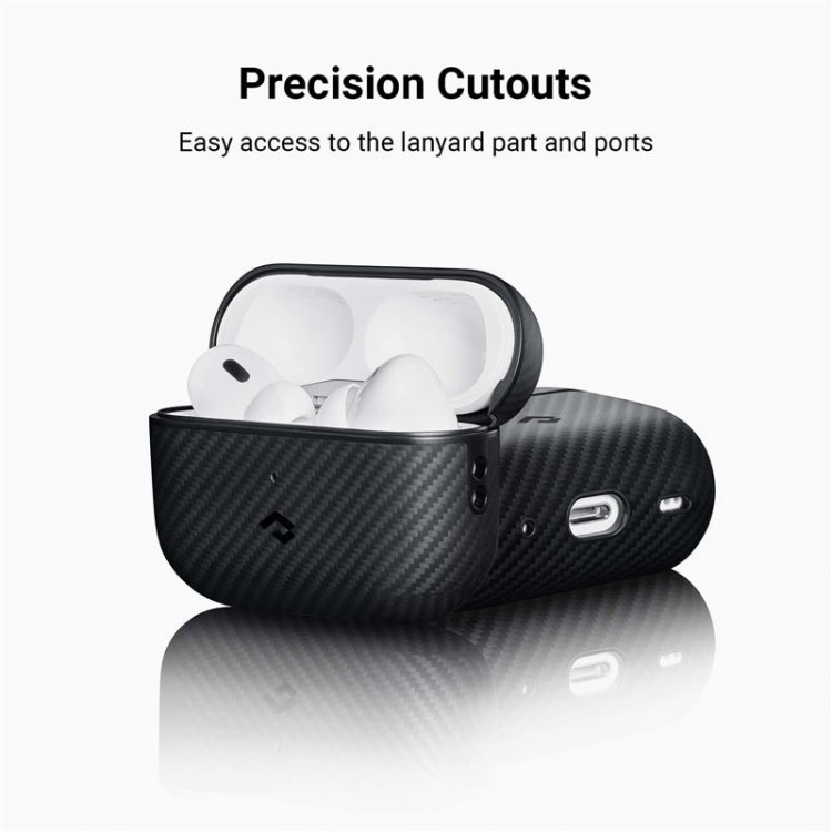 Θήκη Pitaka MagEZ MagSafe συμβατή με Apple AirPods Pro / PRO 2 - ΜΑΥΡΟ ΓΚΡΙ - APM7001