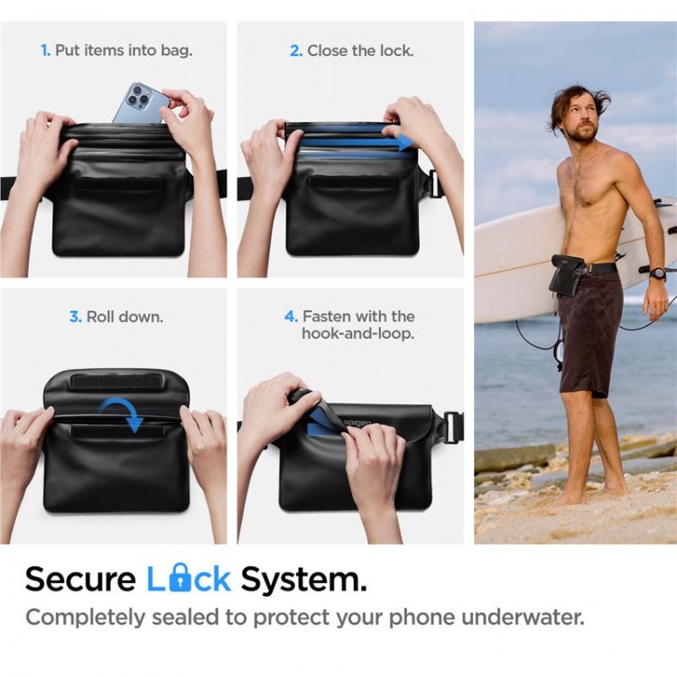 Θήκη Spigen SGP ΣΕΤ Aqua Shield Τσάντα μέσης ΑΔΙΑΒΡΟΧΗ για Smartphones, Aξεσουάρ + ΑΔΙΑΒΡΟΧΗ Universal Floating θήκη για κινητά - A621- ΜΑΥΡΟ - AMP04533