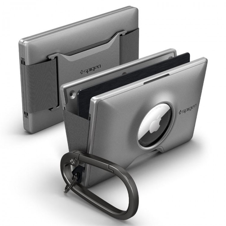 Spigen SGP RFID Wallet S πορτοφόλι κλιπ καρτών με μπρελόκ για Apple AirTag - ΓΡΑΦΙΤΗΣ - AHP04276