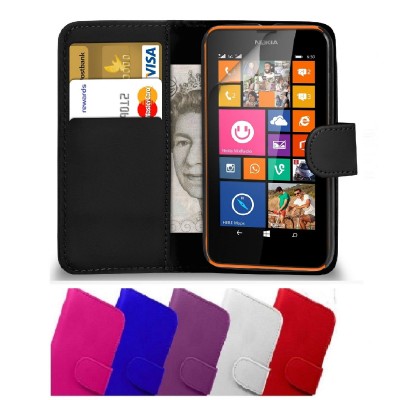 Case Flip Wallet Leather cover for Nokia Lumia 630 Black