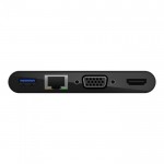 ADAPTER, USB-C TO GBE, HDMI, VGA, USB-A, BLK