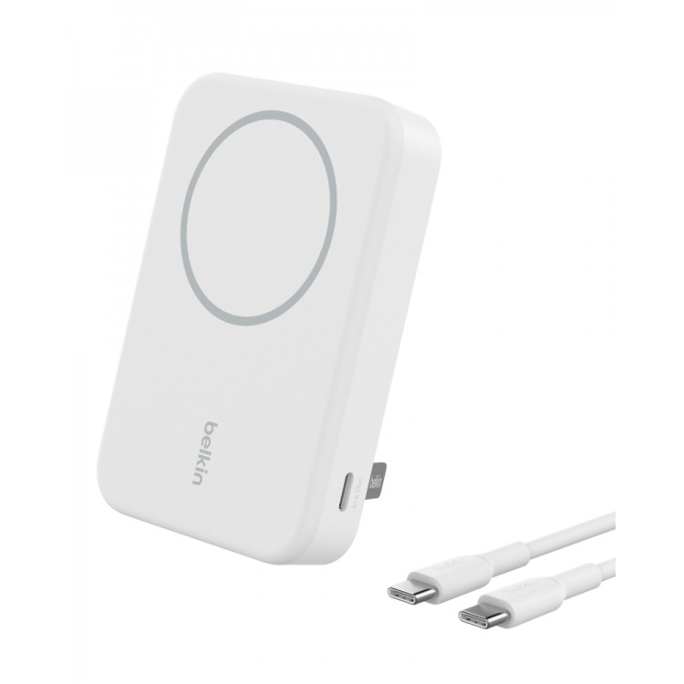 10K Qi2 15W, MAGNETIC WIRELESS POWER BANK + KICK STAND, WHITE