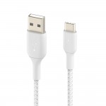 USB-A to USB-C Cable_Braided, 0,15M, White