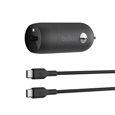 Belkim 30W USB-C Car Charger + USB-C to USB-C cable - CCA004bt1MBK-B6