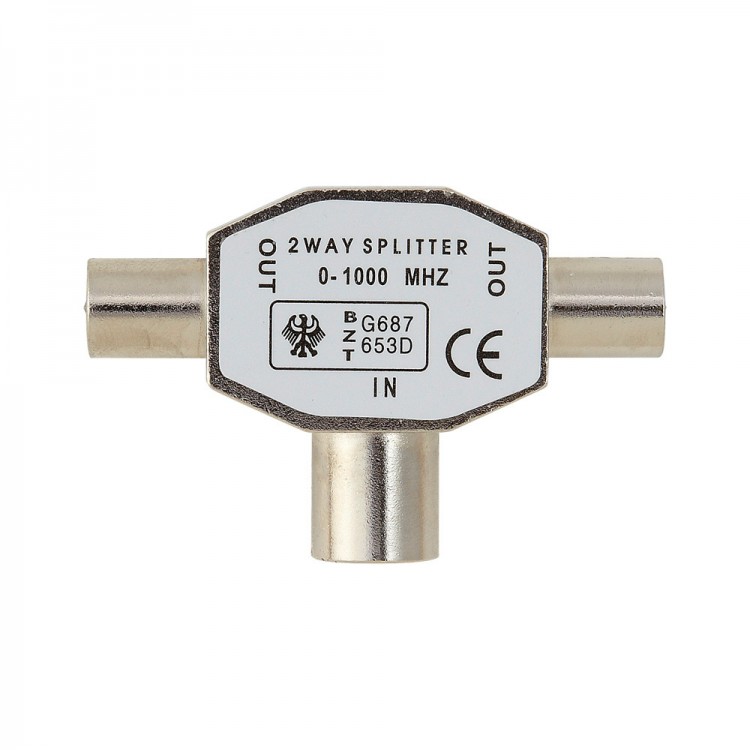 SPLITTER,ANTENNA,TV,COAX/2xCOAX,F/M,GOLD-PLATED