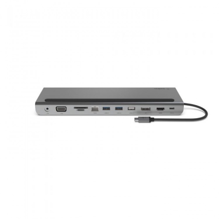 Belkin USB-C Hub, 11-in-1 MultiPort Adapter Dock with 4K HDMI, DisplayPort, VGA, and 100W for Charging, 3x USB A, Gigabit Ethernet, SD, MicroSD, 3.5mm Jack for Devices - INC004btSGY
