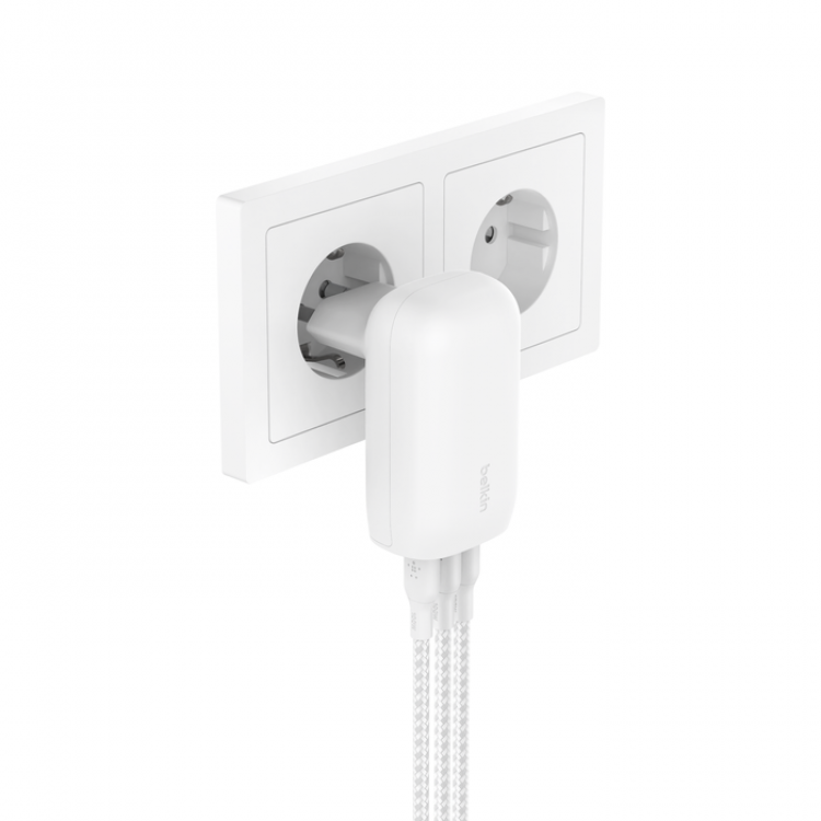  Belkin 67W Trio USB-C PD 3.1 Ταχυ-Φορτιστ΄ής με PPS BoostCharge , 3Xθύρες για APPLE iPhone 16/15 Series, MacBook Pro, AirPods, Galaxy - ΛΕΥΚΟ - WCC002VFWH
