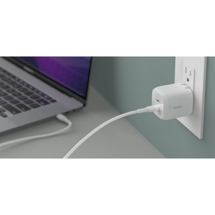 BELKIN 45W Διπλος 2XUSB-C Power Delivery 3.0 & GaN Οικιακός φορτιστής PPS, για MacBook Pro, iPhone 17, iPhone Air, iPad, Galaxy S25, Pixel 10, Laptop - ΜΑΥΡΟ - WCH011vfBK