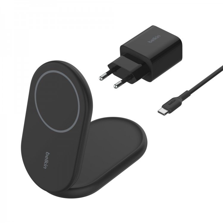 BOOST^CHARGE™ Qi2 15W Magnetic Foldable Wireless Charging Stand, Black