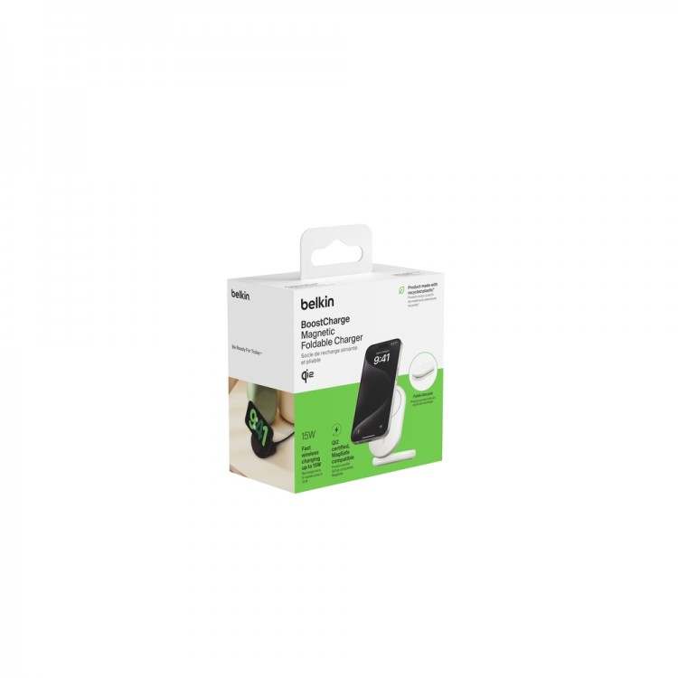 BOOST^CHARGE™ Qi2 15W Magnetic Foldable Wireless Charging Stand, Wh
