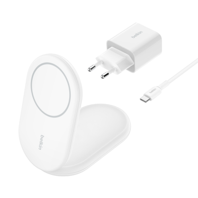 BOOST^CHARGE™ Qi2 15W Magnetic Foldable Wireless Charging Stand, White
