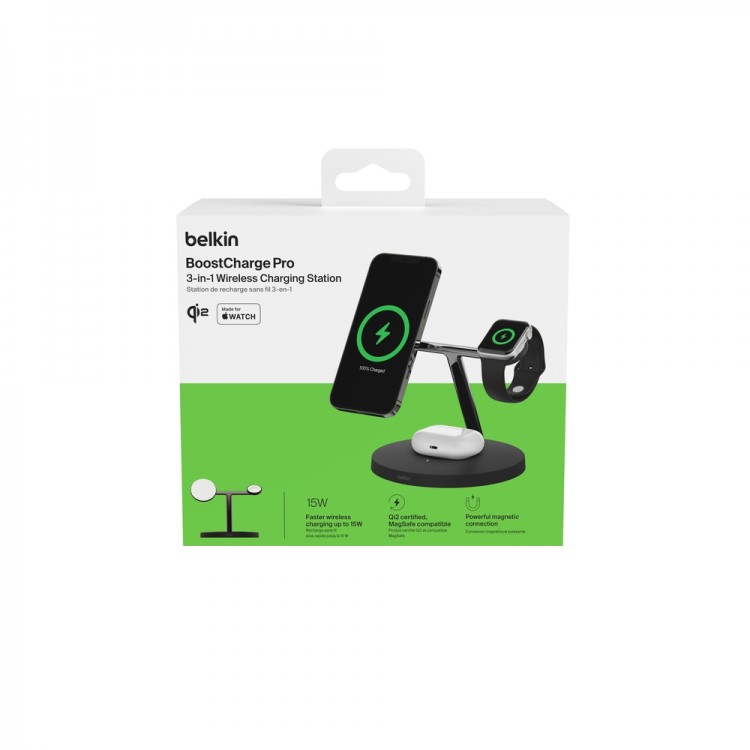 BELKIN BOOSTCHARGE PRO Qi2 3-IN-1 WIRELESS STATION - ΜΑΥΡΟ - WIZ032KQBK
