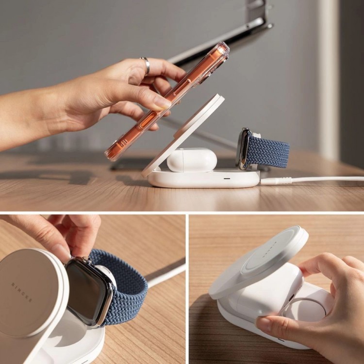 RINGKE Ασύρματος Qi2.2 MAGSAFE FOLDING Φορτιστής 25W - ΛΕΥΚΟ