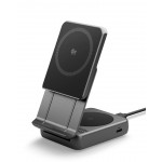 SPIGEN SGP ESSENTIAL EF302MOQ 2-in-1+C QI2.2 25W MagSafe Magnetic wireless charging station-base for Αpple iPhone, Apple Watch Series, Airpods - BLACK - ACH10399