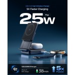 SPIGEN SGP ESSENTIAL EF302MOQ 2-in-1+C QI2.2 25W MagSafe Magnetic wireless charging station-base for Αpple iPhone, Apple Watch Series, Airpods - BLACK - ACH10399