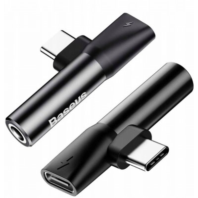 BASEUS Μετατροπέας TYPE-C σε Type-C θηλυκό + 3.5mm Audio Jack adapter - ΜΑΥΡΟ  - CATL41-01